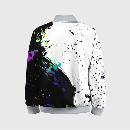 Детский бомбер Неоновые брызги - жуткие улыбки / 3D-Серый – фото 2