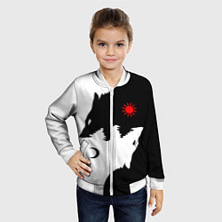 Бомбер детский Инь янь волки, цвет: 3D-белый — фото 2