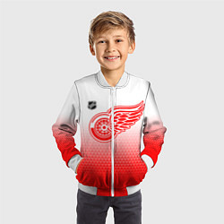 Бомбер детский Детройт Ред Уингз - красно белый градиент, цвет: 3D-белый — фото 2