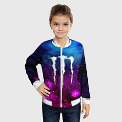 Бомбер детский Monster energy neon space, цвет: 3D-белый — фото 2