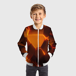 Бомбер детский Оранжевые объемные пластины, цвет: 3D-белый — фото 2