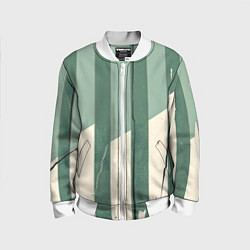 Бомбер детский Зеленые полосы, цвет: 3D-белый