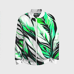 Бомбер детский Крупные листья абстракция, цвет: 3D-белый