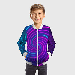 Бомбер детский Сине-фиолетовая спираль, цвет: 3D-белый — фото 2