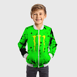 Бомбер детский Monster energy кислотные брызги, цвет: 3D-белый — фото 2