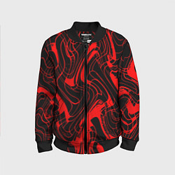 Детский бомбер Чёрный с красным искажённая абстракция