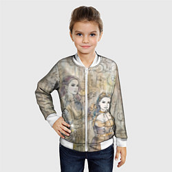 Бомбер детский Девушки стимпанк, цвет: 3D-белый — фото 2