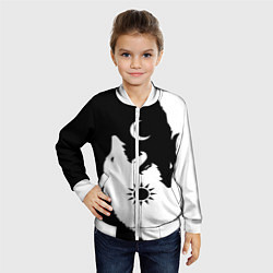Бомбер детский Мистические волки дня и ночи инь-янь, цвет: 3D-белый — фото 2