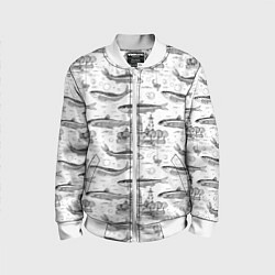 Бомбер детский Корюшка и рыбалка в Питере паттерн, цвет: 3D-белый