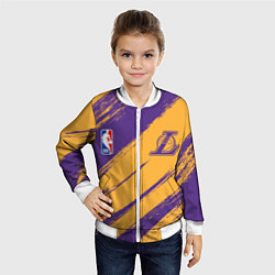 Бомбер детский Лейкерс - брызги красок, цвет: 3D-белый — фото 2