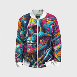 Бомбер детский Cyber skull - pattern, цвет: 3D-белый