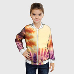 Бомбер детский Поле цветочное, цвет: 3D-белый — фото 2