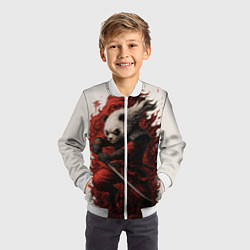 Бомбер детский Демоническая панда самурай - нейроарт, цвет: 3D-белый — фото 2
