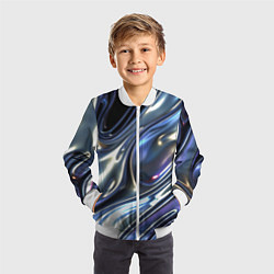 Бомбер детский Серебро жидкий металл, цвет: 3D-белый — фото 2