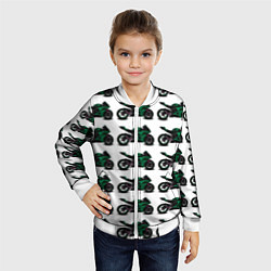 Бомбер детский Motorbike dark green, цвет: 3D-белый — фото 2