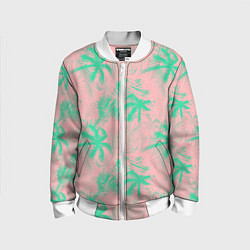 Бомбер детский Palm turquoise pink, цвет: 3D-белый