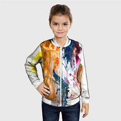 Бомбер детский Разноцветные мазки кисти на палитре художника, цвет: 3D-белый — фото 2