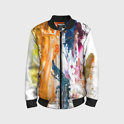 Бомбер детский Разноцветные мазки кисти на палитре художника, цвет: 3D-черный