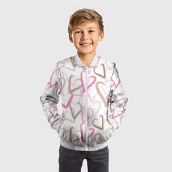 Бомбер детский Розовые сердца, цвет: 3D-белый — фото 2