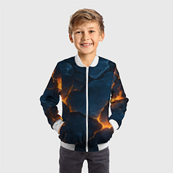Бомбер детский Разлом плит с огнем, цвет: 3D-белый — фото 2