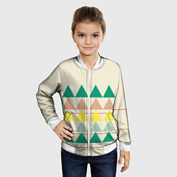 Бомбер детский Абстрактный лес - треугольники на светлом, цвет: 3D-белый — фото 2