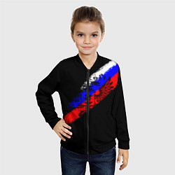 Бомбер детский Герб на фоне цветов флага на чёрном фоне, цвет: 3D-черный — фото 2