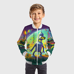 Бомбер детский Робот-сгибальщик Бендер на планете крокодилов - не, цвет: 3D-белый — фото 2