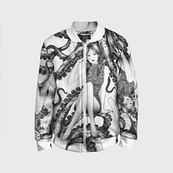 Бомбер детский Junji Ito Death Stranding Tomie and octopus patter, цвет: 3D-белый