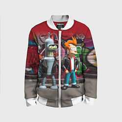 Детский бомбер Bender bending robot and Fry - ai art graffiti