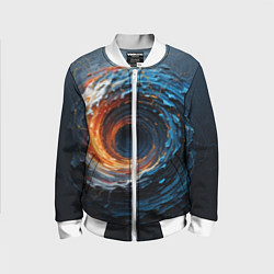 Бомбер детский Краска синяя и оранжевая в форме вихря, цвет: 3D-белый