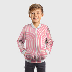 Бомбер детский Абстрактный узор розовый, цвет: 3D-белый — фото 2