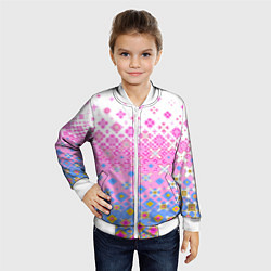 Бомбер детский Розово-голубой узор, цвет: 3D-белый — фото 2