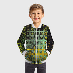 Бомбер детский Абстрактная зелено-черная текстура, цвет: 3D-белый — фото 2