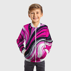 Бомбер детский Розово белая абстракция, цвет: 3D-белый — фото 2