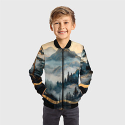 Бомбер детский Японские горы и туман, цвет: 3D-черный — фото 2