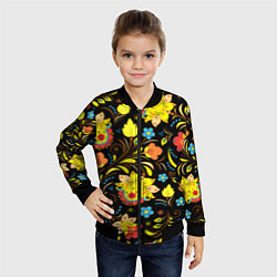 Бомбер детский Хохлома узор, цвет: 3D-черный — фото 2