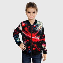 Бомбер детский Разлитая красная масляная краска на чёрном, цвет: 3D-черный — фото 2