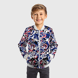 Бомбер детский Абстрактный паттерн бело-сине-красный, цвет: 3D-белый — фото 2