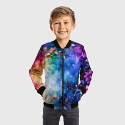 Бомбер детский Волшебная светящаяся дымка с цветами, цвет: 3D-черный — фото 2