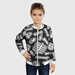 Бомбер детский Черепки и костяшки, цвет: 3D-белый — фото 2