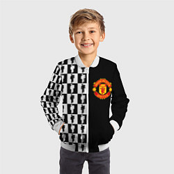 Бомбер детский Манчестер Юнайтед текстура люди, цвет: 3D-белый — фото 2