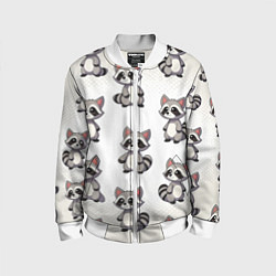 Бомбер детский Много енотов, цвет: 3D-белый