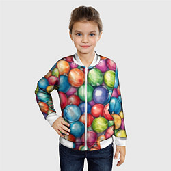 Бомбер детский Россыпь новогодних шаров, цвет: 3D-белый — фото 2