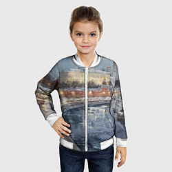 Бомбер детский Новогодние праздники в Москве, цвет: 3D-белый — фото 2