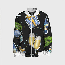 Бомбер детский Новогодний вайб, цвет: 3D-белый