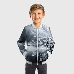 Бомбер детский Снежинка на черно белое, цвет: 3D-белый — фото 2