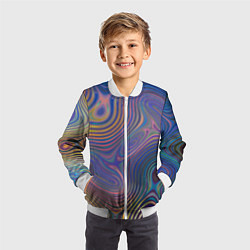 Бомбер детский Абстрактная рябь, цвет: 3D-белый — фото 2