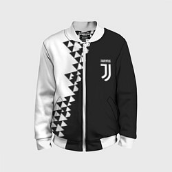 Бомбер детский Juventus черно белая геометрия текстура, цвет: 3D-белый