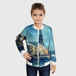 Бомбер детский Снегопад в Санкт-Петербурге, цвет: 3D-белый — фото 2