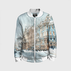 Бомбер детский Снежный день в Санкт-Петербурге, цвет: 3D-белый